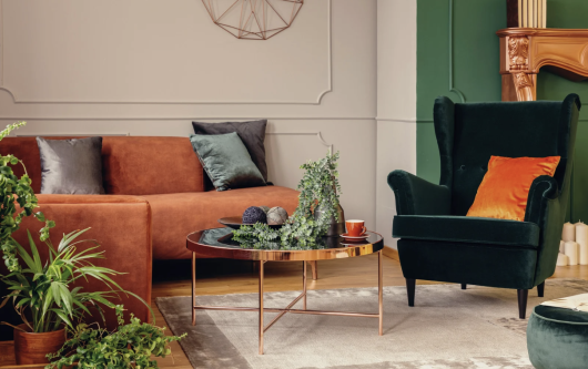 Salon couleur terre cuite